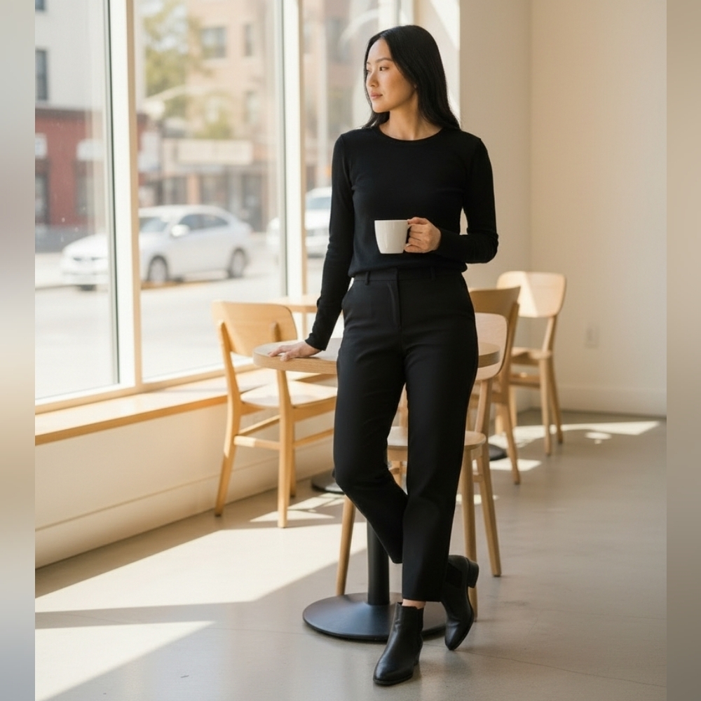 Rafaella Elegant Black Straight Leg Trousers